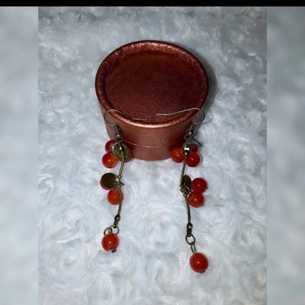 Sweet Cherry Vine Dangle Earrings
